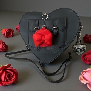 Claire's Heart-Shaped Black‎ Convertible Crossbody Bag to Backpack NWT